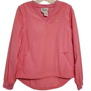 Lilly Pulitzer | Women's Pink V-Neck Zipper Sleeves Jacket (Size Medium)